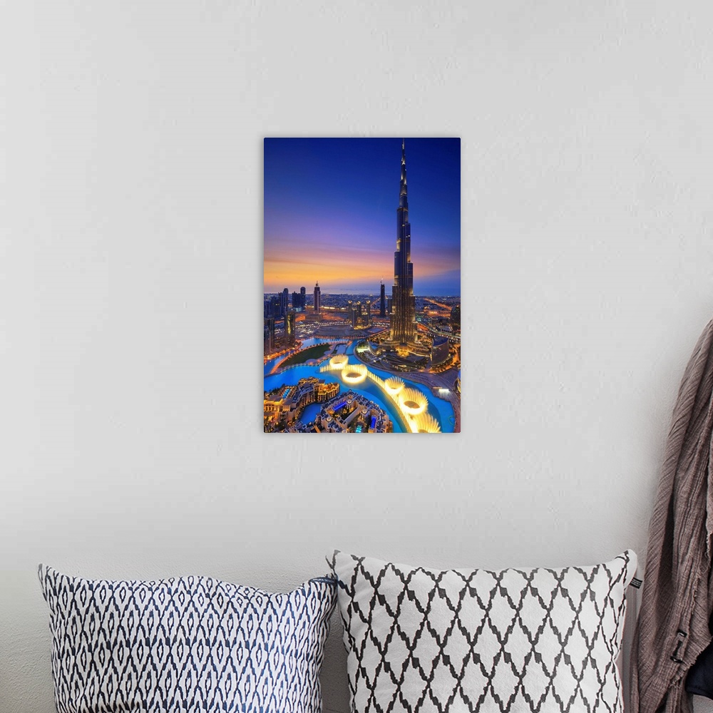 A bohemian room featuring United Arab Emirates, Dubai, Dubai City, Arab states of the Persian Gulf, Burj Khalifa, the talle...