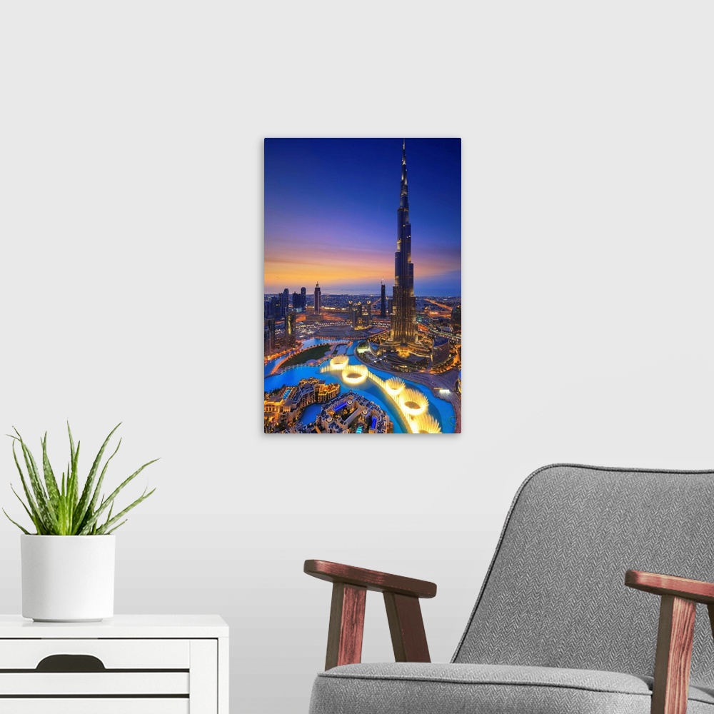 A modern room featuring United Arab Emirates, Dubai, Dubai City, Arab states of the Persian Gulf, Burj Khalifa, the talle...