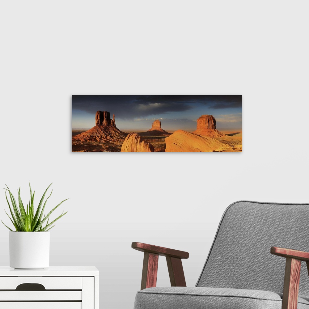 A modern room featuring United States, Arizona, Monument Valley Tribal Park, Sunset on the Buttes