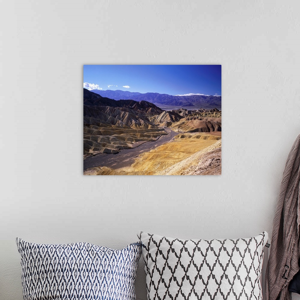 A bohemian room featuring United States, California, Death Valley, Zabriskie Point, rock formation