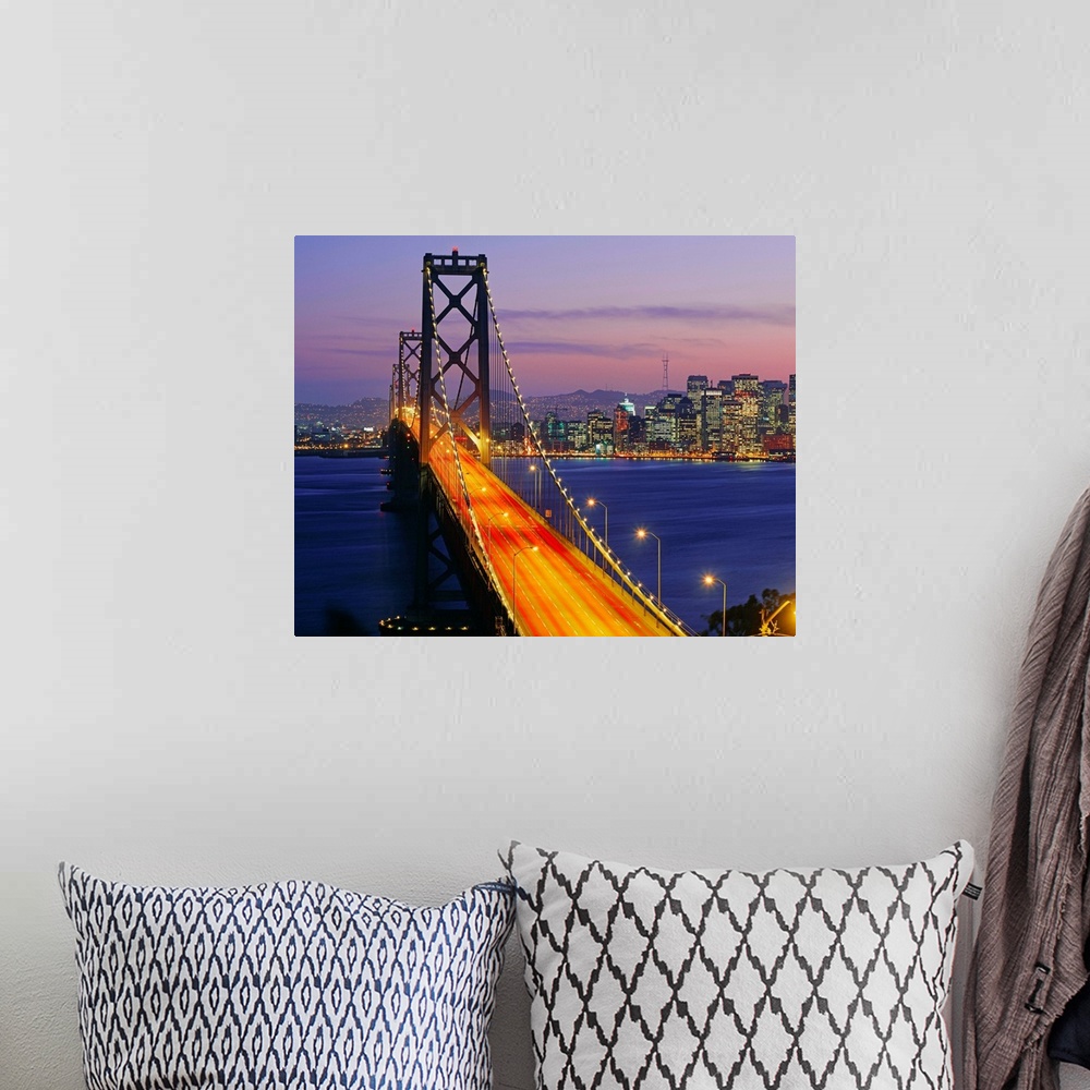 A bohemian room featuring United States, California, San Francisco, Bay Bridge and Downtown in background