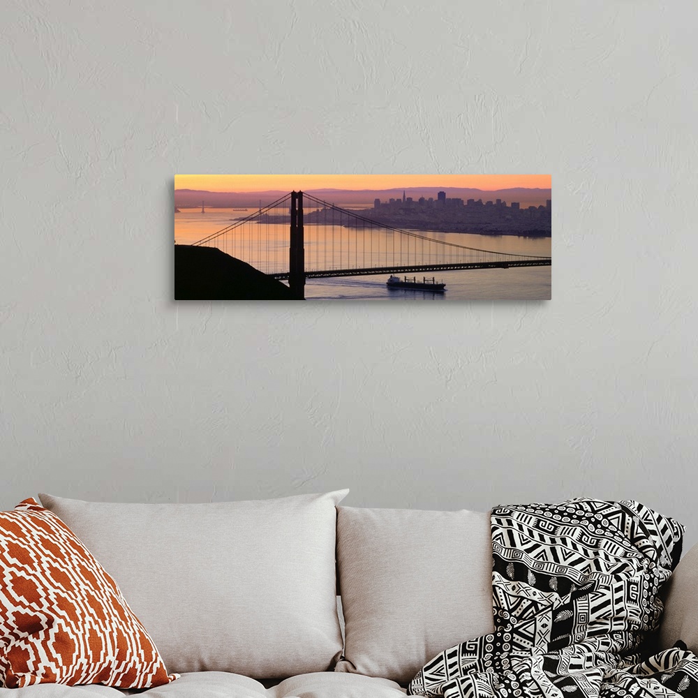 A bohemian room featuring United States, California, San Francisco, Golden Gate Bridge and Downtown in background