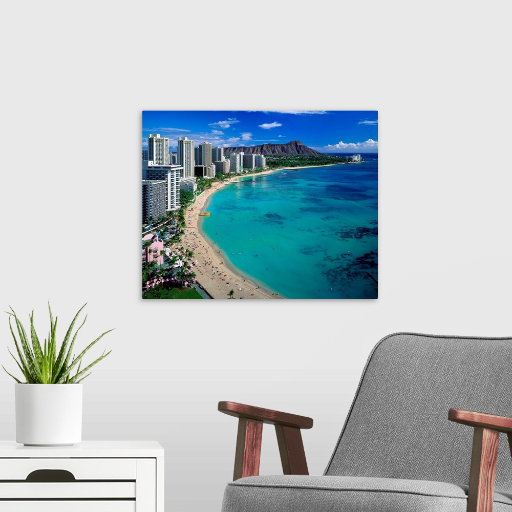 A modern room featuring United States, Hawaii, Waikiki beach, Diamond Head and Waikiki Beach