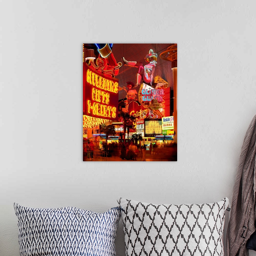 A bohemian room featuring United States, Nevada, Las Vegas, Downtown, neon signs on Fremont Street