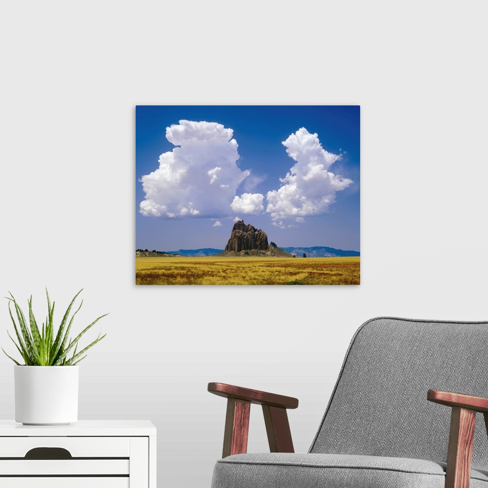 A modern room featuring United States, New Mexico, Shiprock Mountain