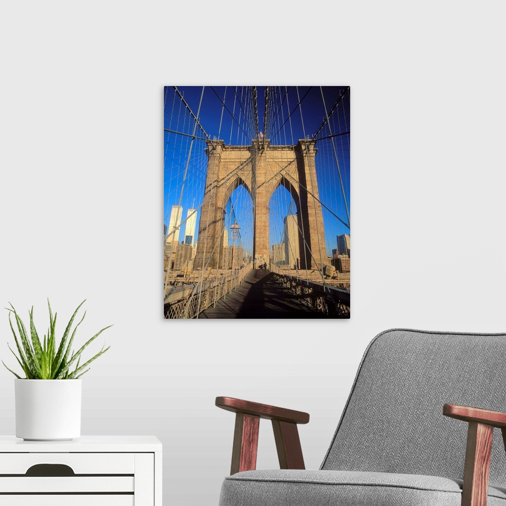 A modern room featuring United States, New York, Manhattan Bridge