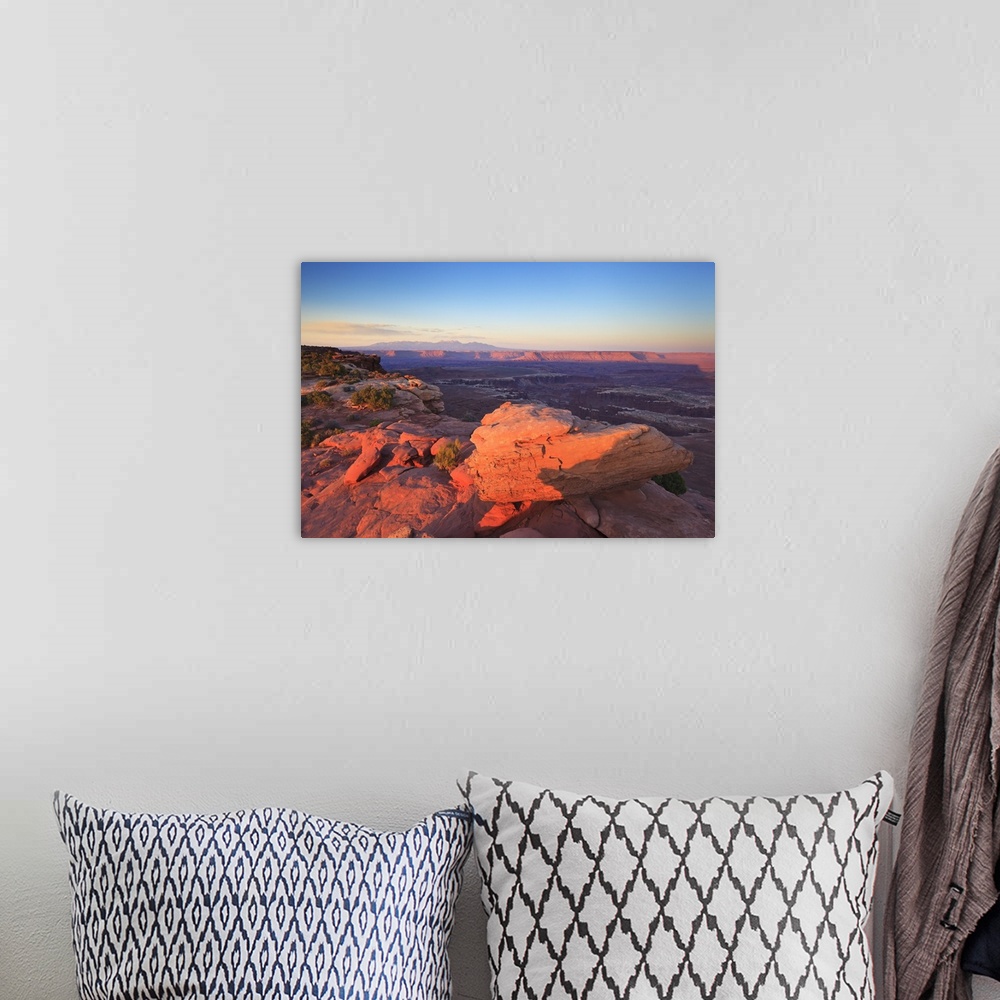 A bohemian room featuring United States, Utah, Canyonlands National Park, Grand View overlook at sunset