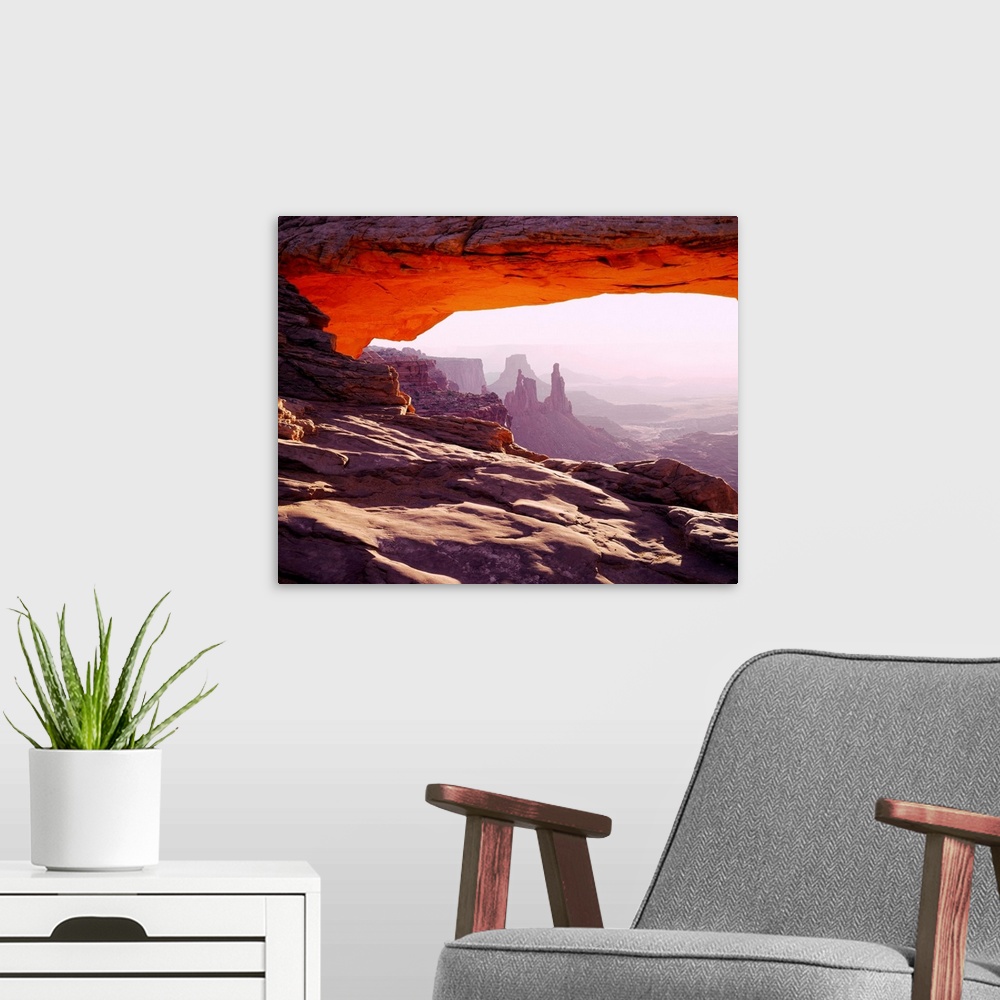 A modern room featuring United States, Utah, Canyonlands National Park, Mesa Arch at sunrise