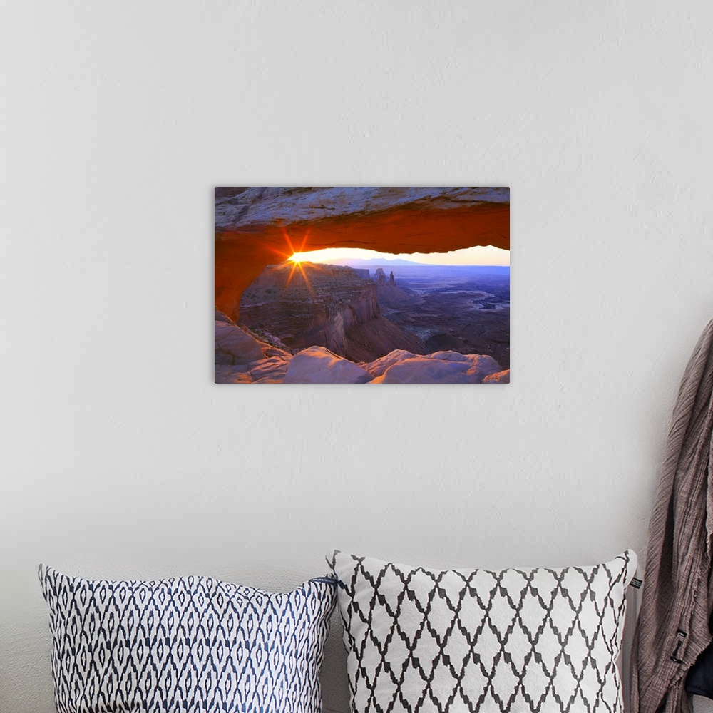 A bohemian room featuring United States, Utah, Canyonlands National Park, Mesa Arch, sunrise