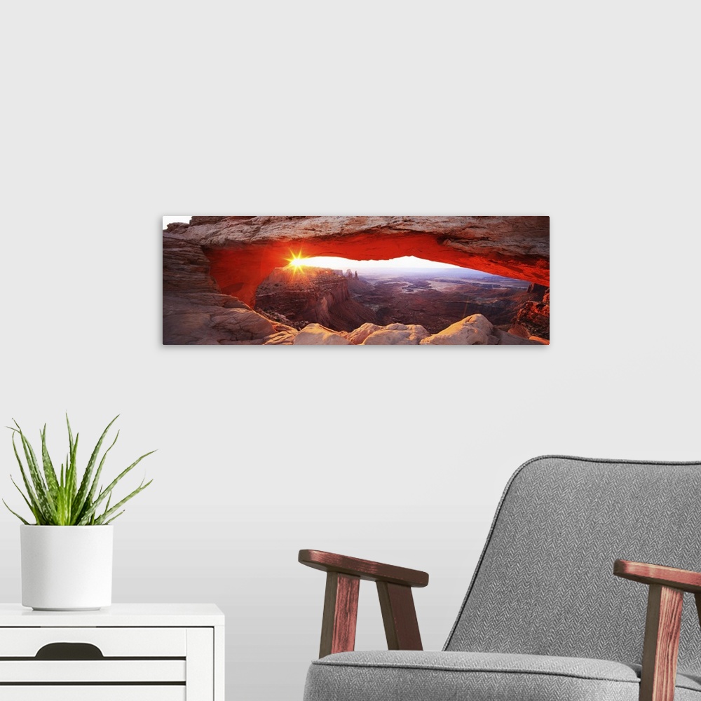 A modern room featuring United States, Utah, Canyonlands National Park, Mesa Arch, sunrise