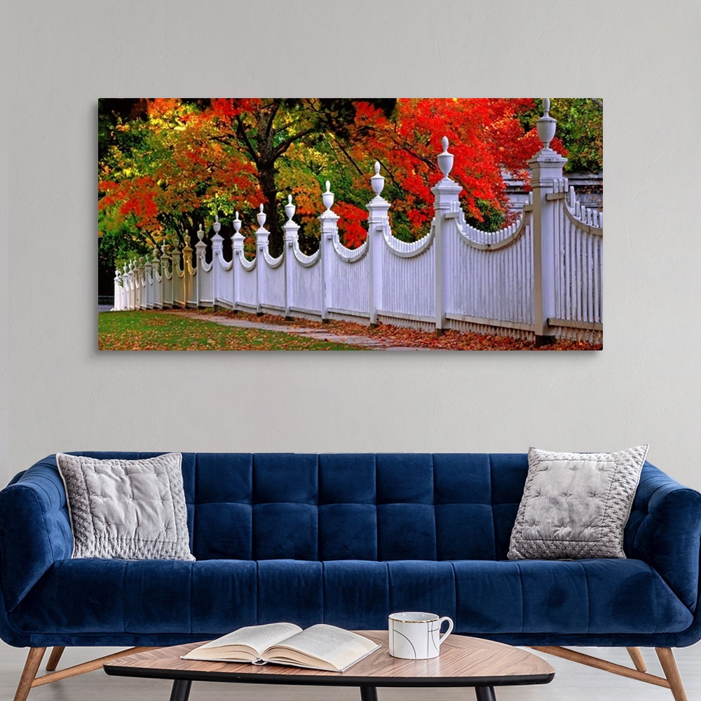 A modern room featuring United States, Vermont, Wooden fence and autumnal trees