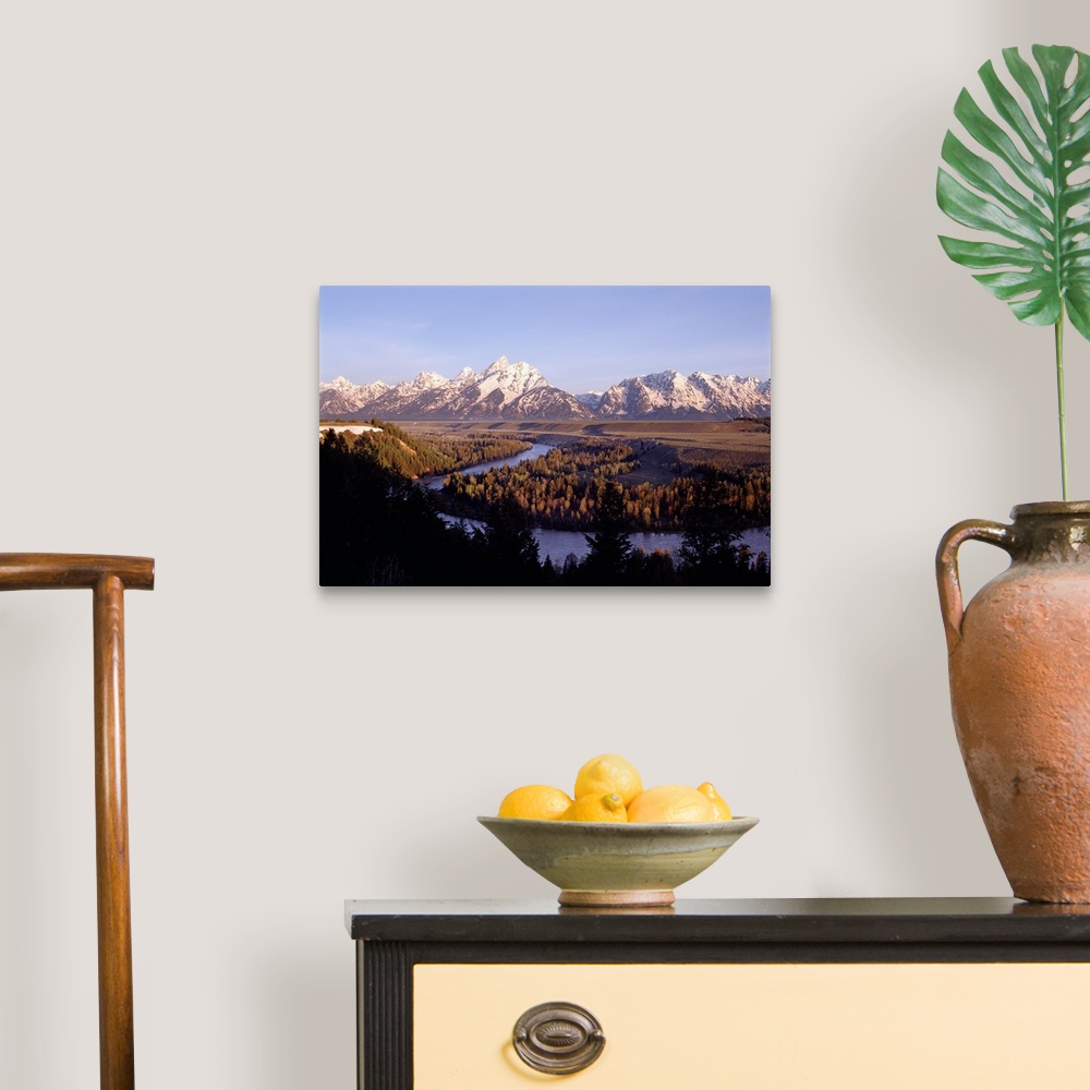 A traditional room featuring United States, Wyoming, Grand Teton National Park, Snake River overlook
