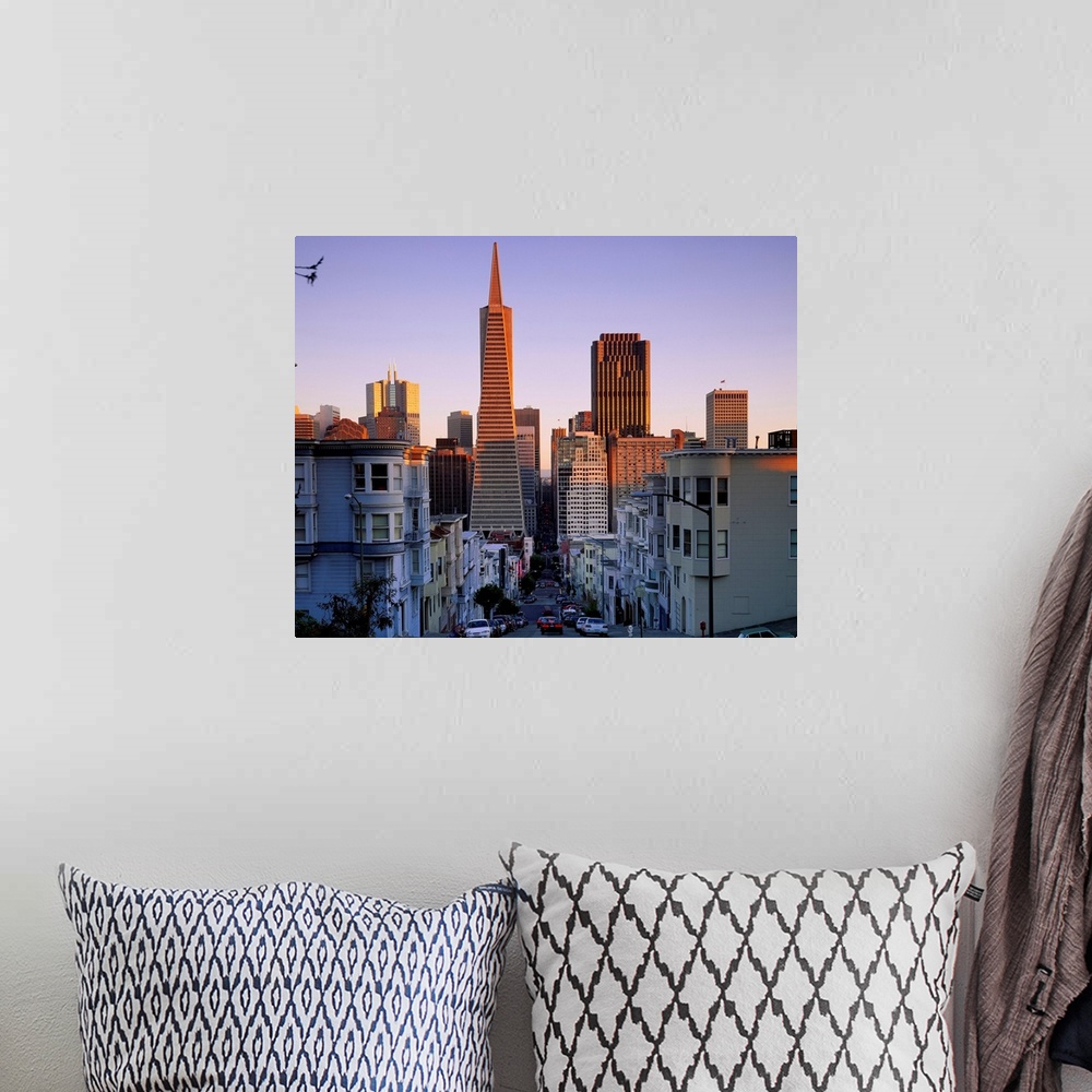 A bohemian room featuring US, California, San Francisco, Downtown, skyline and Transamerica Pyramid