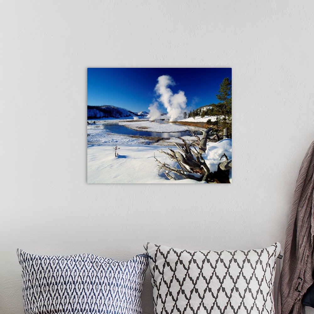 A bohemian room featuring US, Wyoming, Yellowstone NP, Firehole river and Lower Geyser Basin