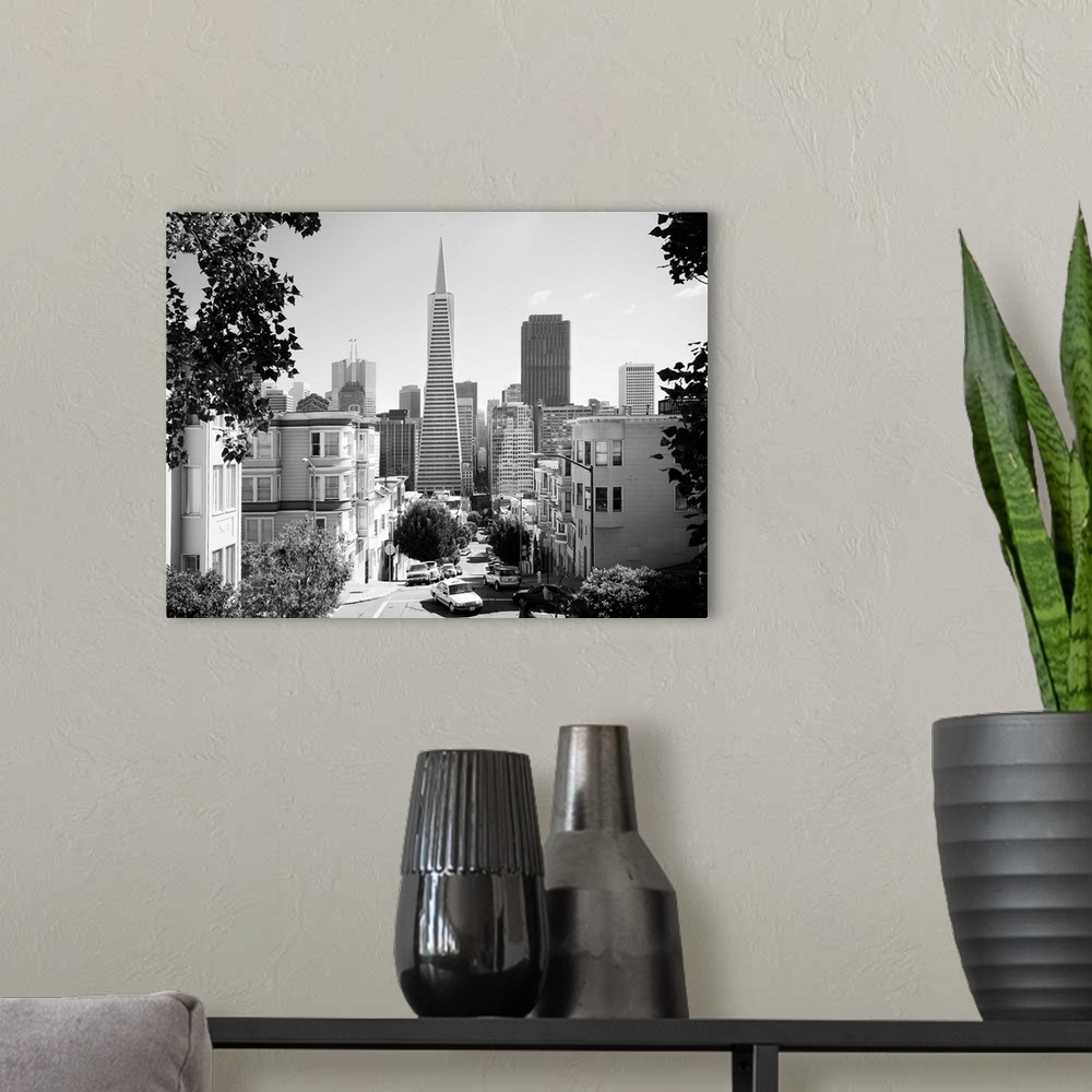 A modern room featuring USA, CA, San Francisco, View of the Transamerica Pyramid and the Financial District