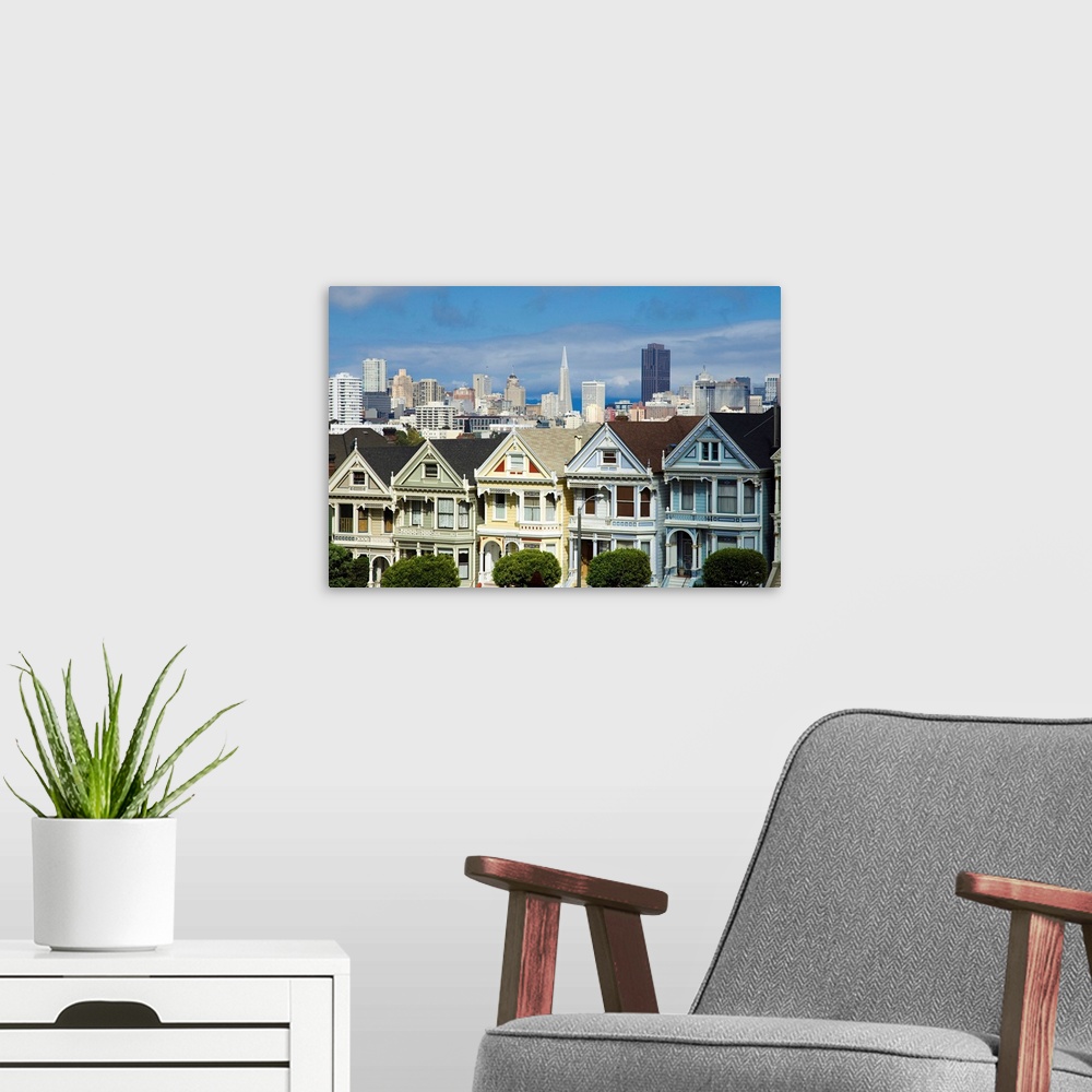 A modern room featuring USA, California, San Francisco, The Painted Ladies Victorian houses, Alamo Square