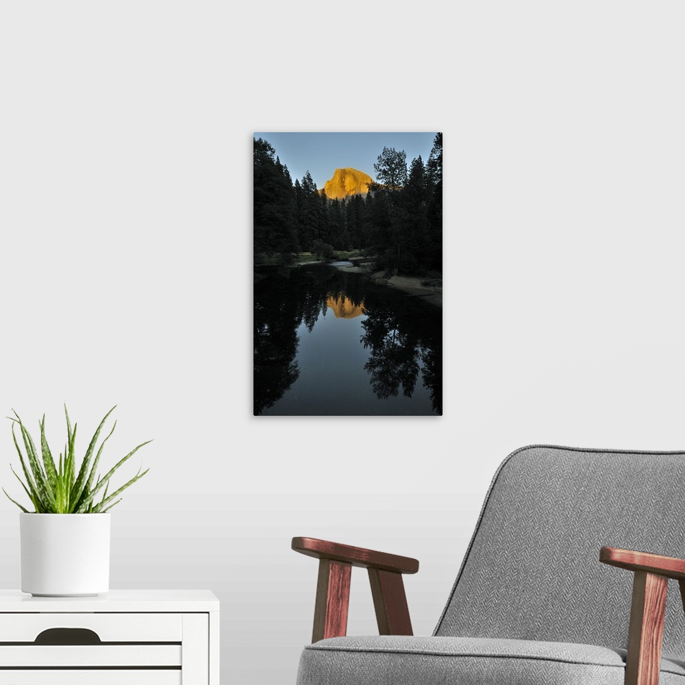 A modern room featuring USA, California, Yosemite National Park, Half Dome Mountain and Merced River