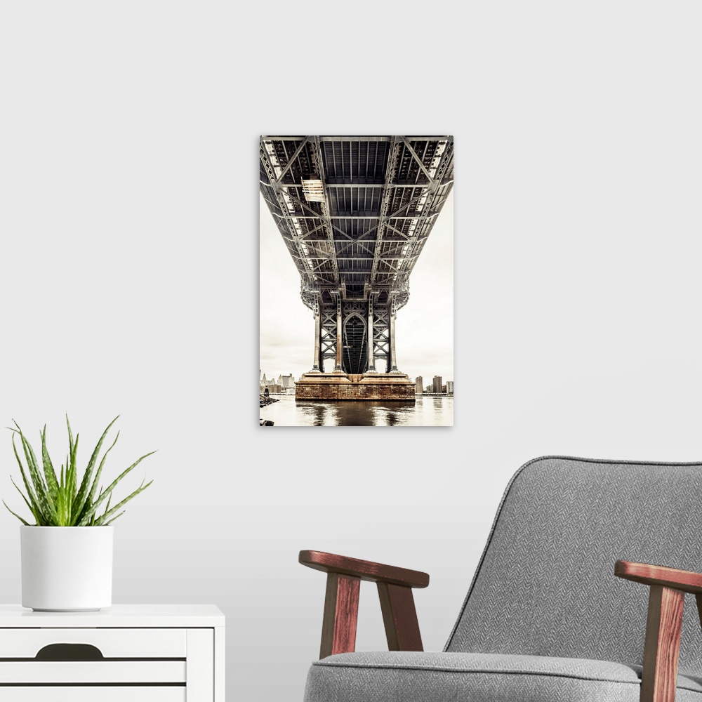 A modern room featuring USA, New York City, Manhattan Bridge.