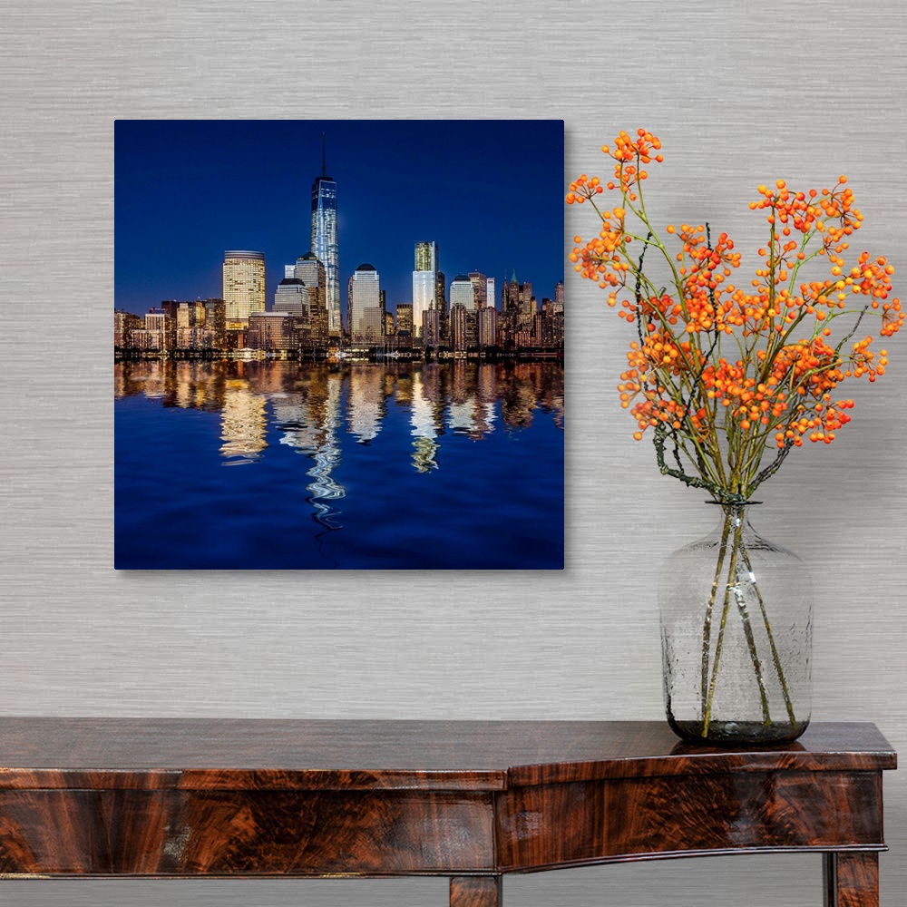 A traditional room featuring USA, New York City, Manhattan, Lower Manhattan, One World Trade Center, Freedom Tower, View from ...