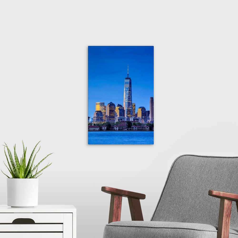 A modern room featuring USA, New York City, Manhattan, Lower Manhattan, One World Trade Center, Freedom Tower, The Ellis ...