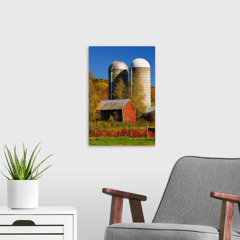 A modern room featuring Vermont, Barn and silos