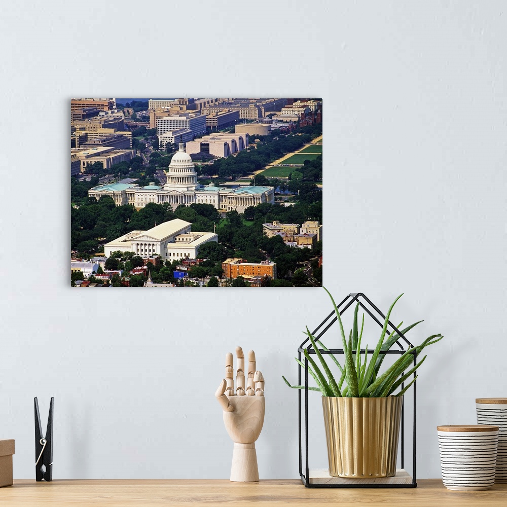 A bohemian room featuring United States, USA, District of Columbia, Washington, Aerial view near the Capitol