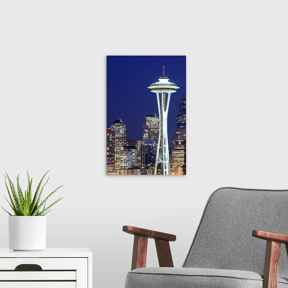 A modern room featuring United States, USA, Washington, Seattle, Skyline with Space Needle