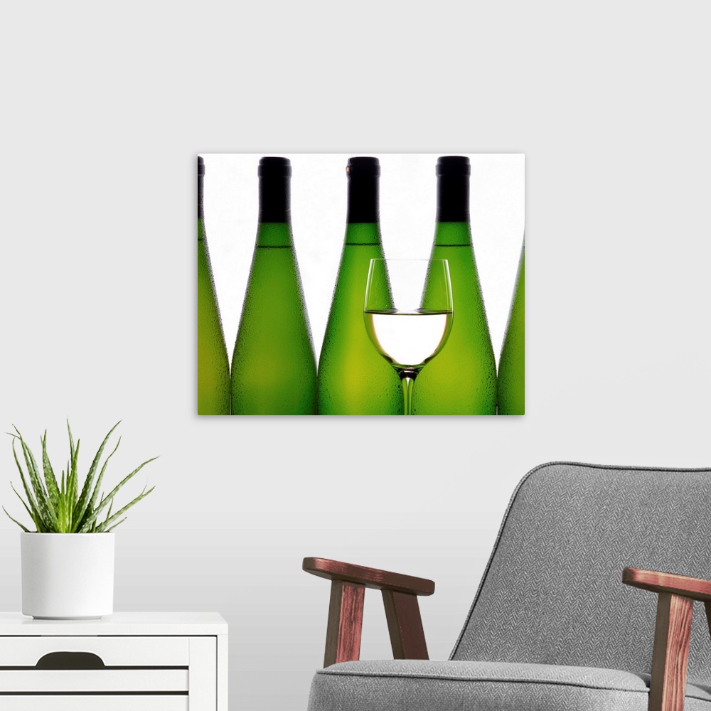 A modern room featuring Wine bottle