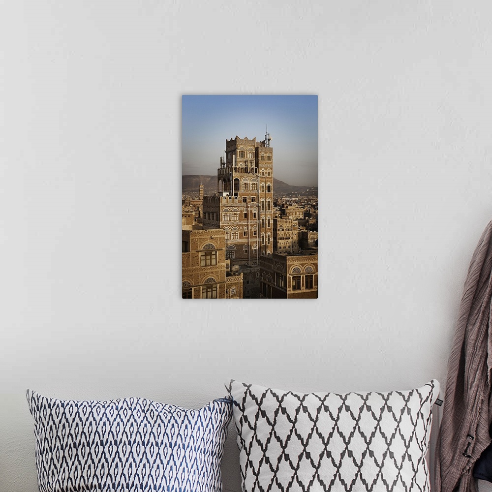 A bohemian room featuring Yemen, North Yemen, Sanaa, Tower House, typical Yemeni architecture