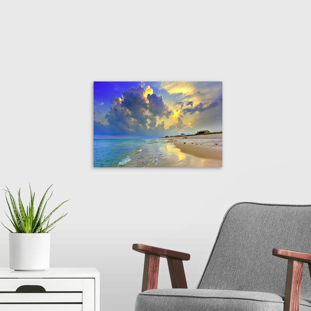 A modern room featuring A beautiful beach sunset along the National Seashore viewed from Navarre, Florida.