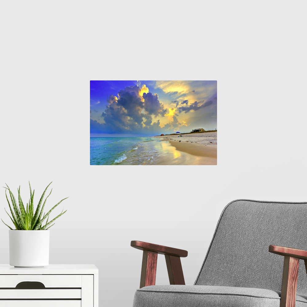 A modern room featuring A beautiful beach sunset along the National Seashore viewed from Navarre, Florida.