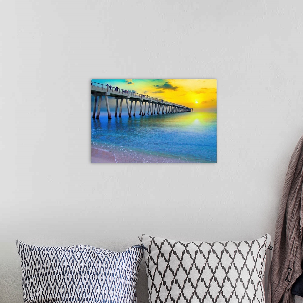 A bohemian room featuring Navarre Beach Fishing Pier at sunset.