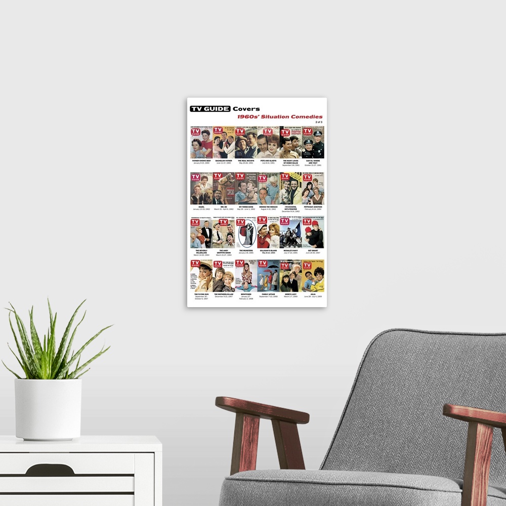 A modern room featuring 1960s' Situation Comedies, TV Guide Covers Poster, 2020. TV Guide.