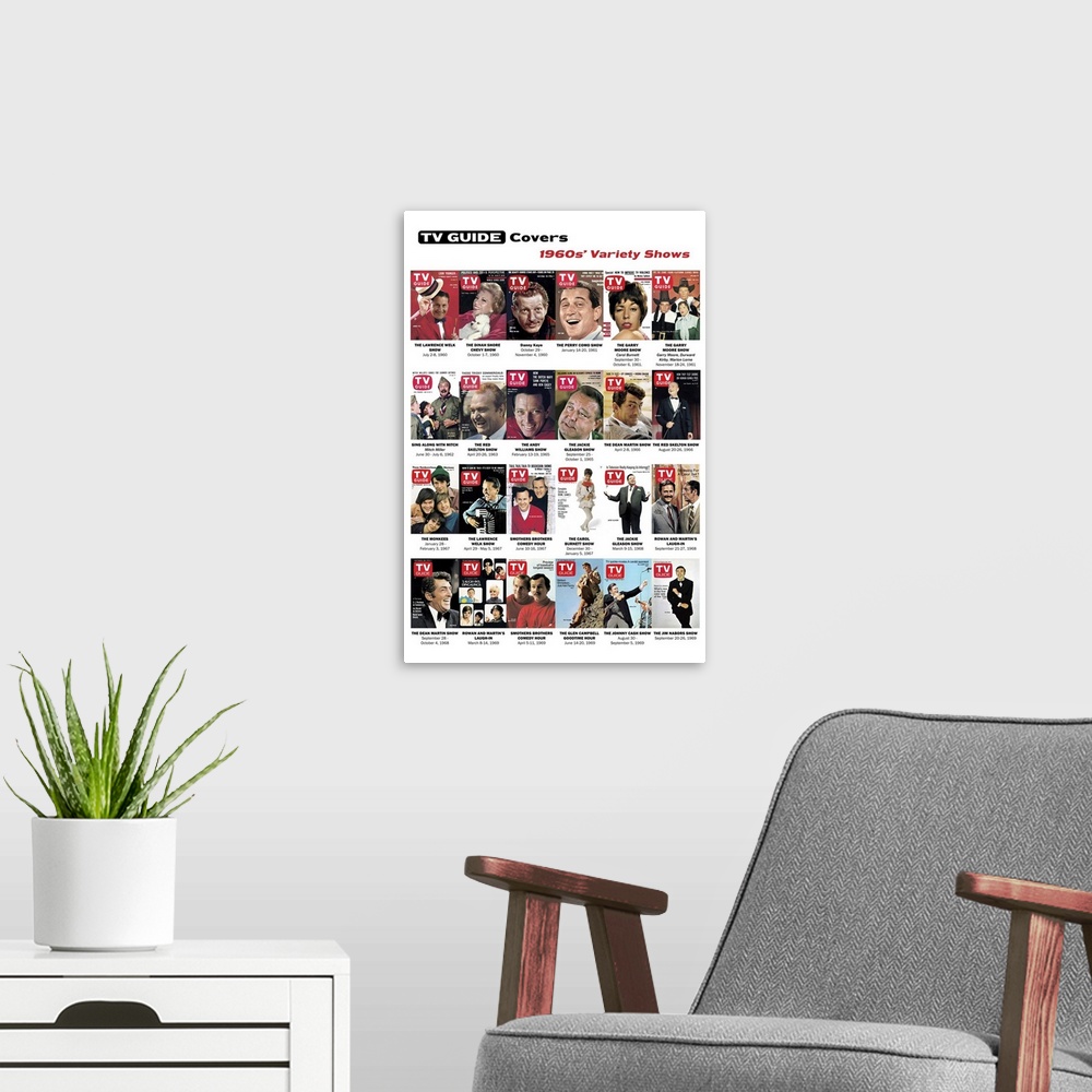 A modern room featuring 1960s' Variety Shows, TV Guide Covers Poster, 2020. TV Guide.