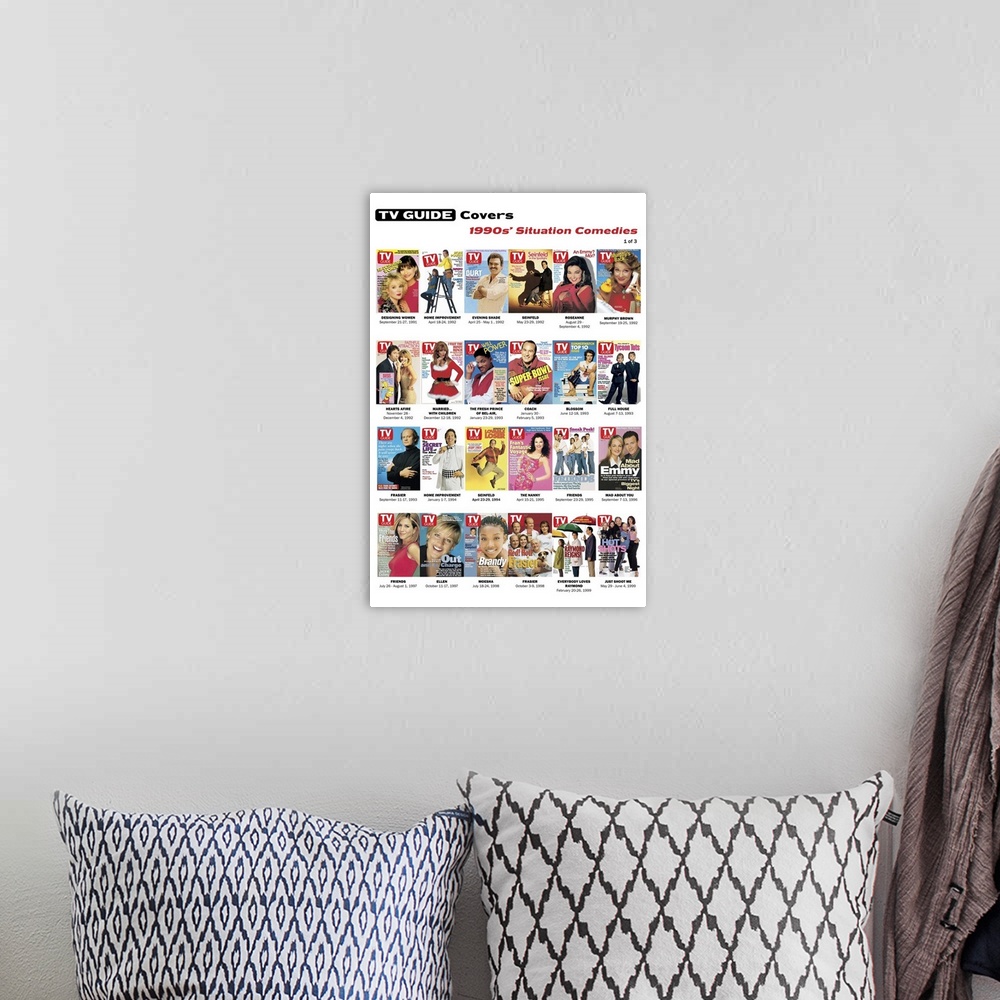 A bohemian room featuring 1990s' Situation Comedies #1 of 3, TV Guide Covers Poster, 2020. TV Guide.