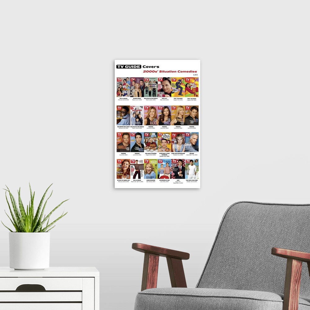 A modern room featuring 2000s' Situation Comedies #1 of 2, TV Guide Covers Poster, 2020. TV Guide.
