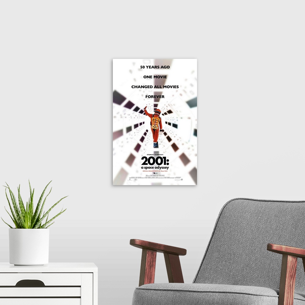 A modern room featuring 2001: A SPACE ODYSSEY, US poster for 2018 re-release, 1968.
