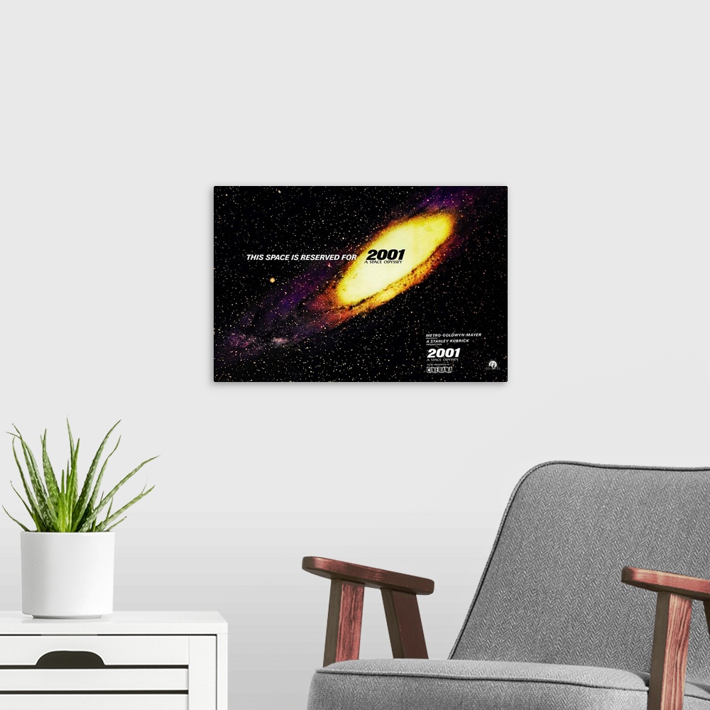 A modern room featuring 2001: A Space Odyssey - Vintage Movie Poster