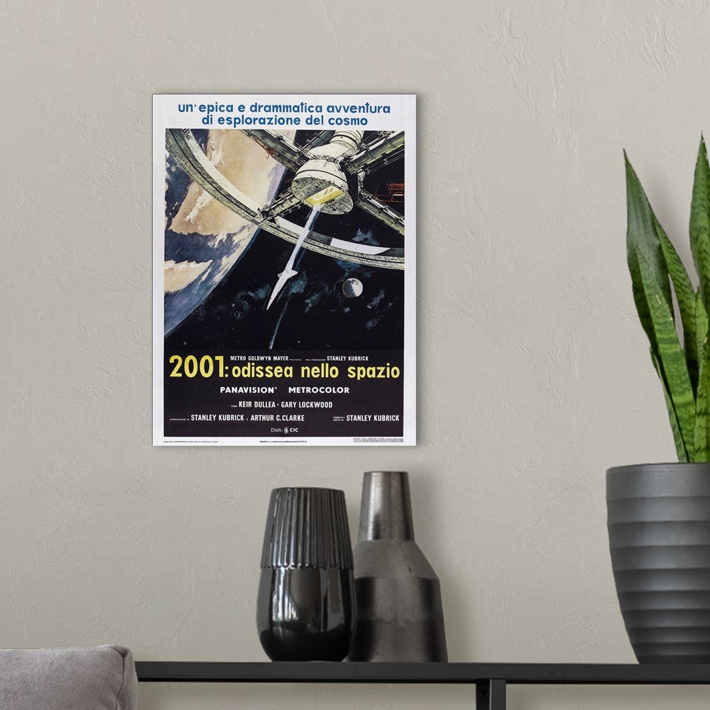 A modern room featuring 2001: A Space Odyssey - Vintage Movie Poster (Italian)