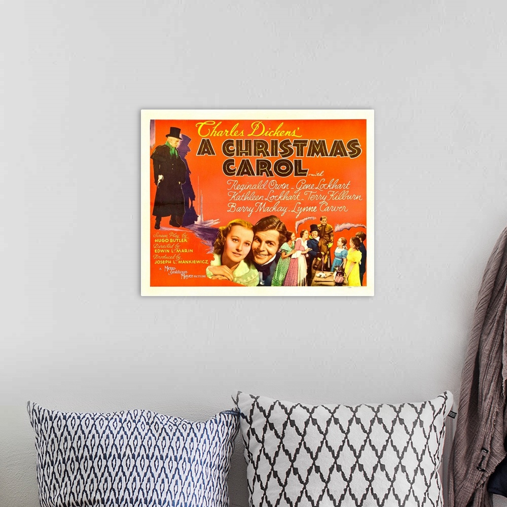 A bohemian room featuring A Christmas Carol - Vintage Movie Poster