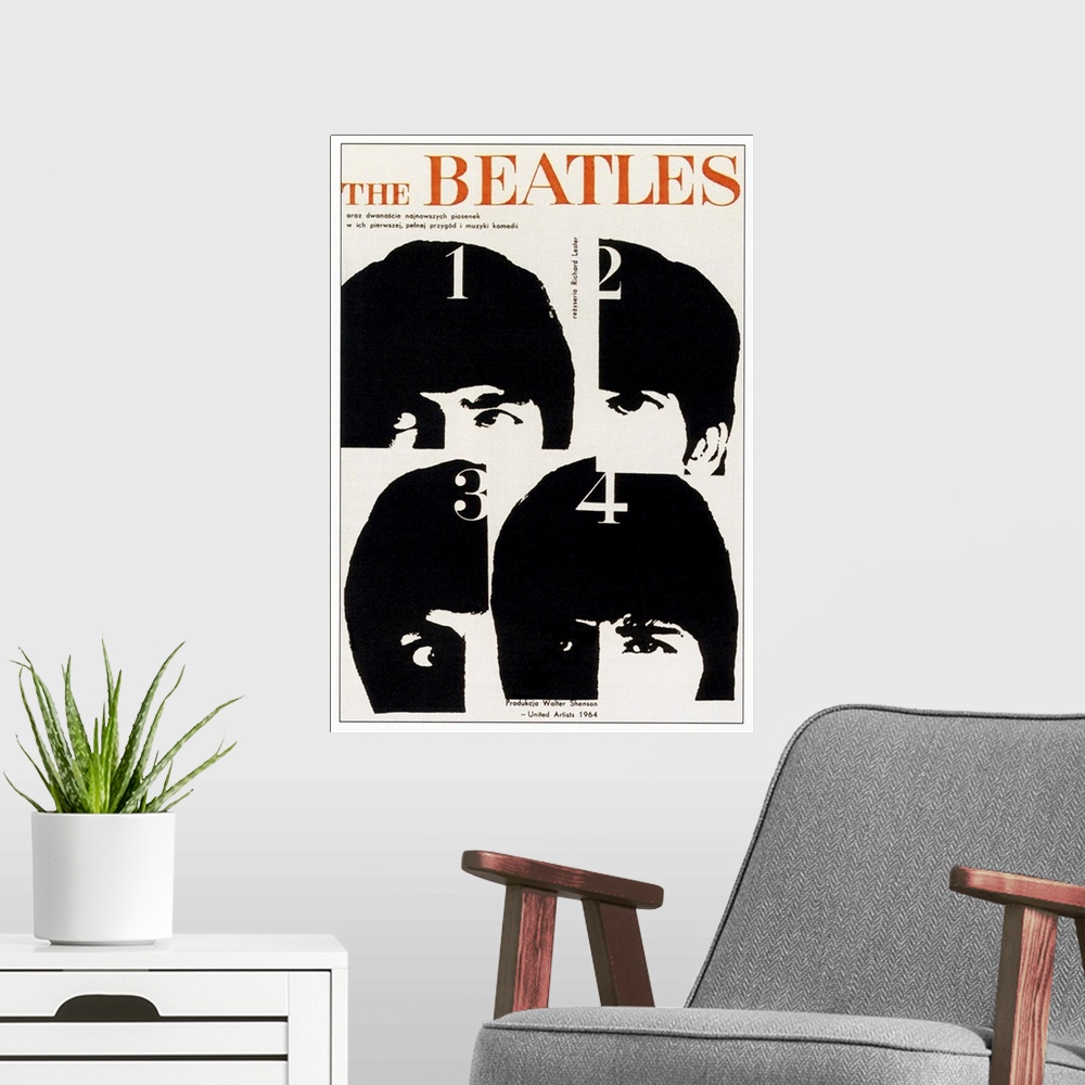 A modern room featuring A Hard Day's Night, The Beatles-Clockwise From Top Left: John Lennon, George Harrison, Ringo Star...