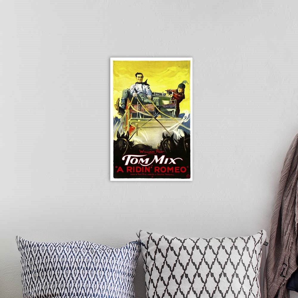 A bohemian room featuring A Ridin' Rodeo - Vintage Movie Poster