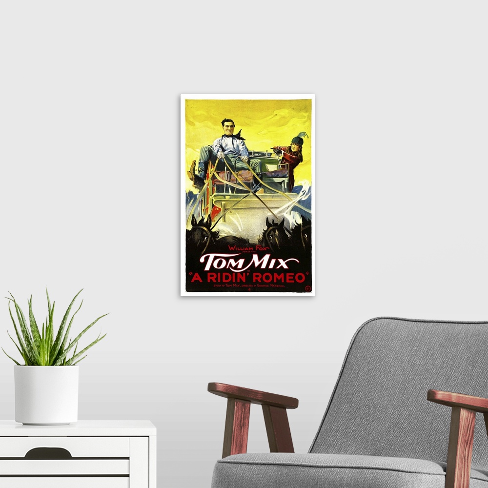 A modern room featuring A Ridin' Rodeo - Vintage Movie Poster