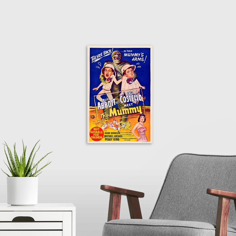 A modern room featuring Abbott And Costello Meet The Mummy - Vintage Movie Poster