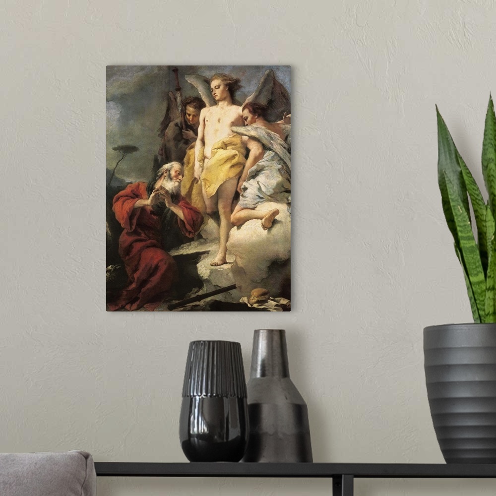 A modern room featuring Abraham and the Three Angels