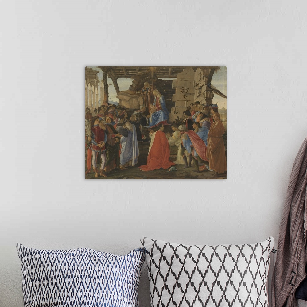 A bohemian room featuring Adoration of the Magi, by Filipepi Sandro Known as Botticelli, 15th Century, 1475, tempera on pan...