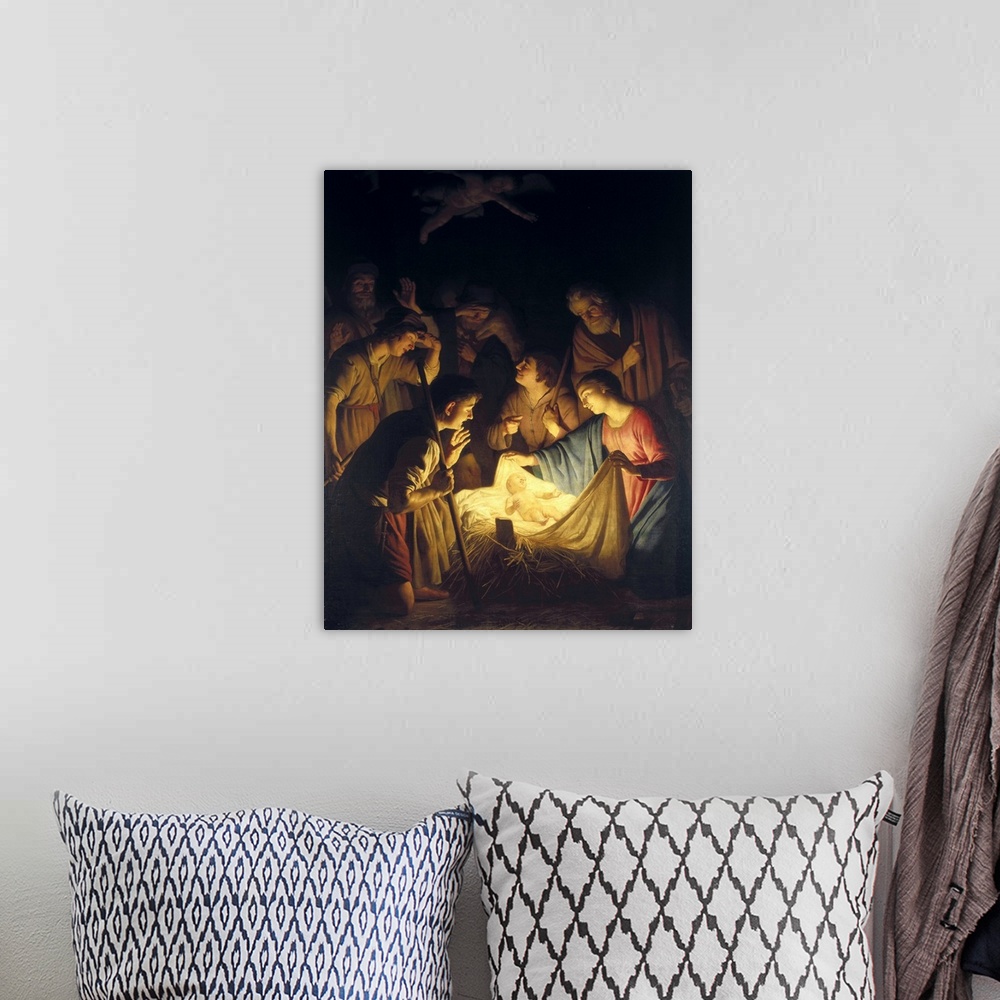 A bohemian room featuring Honthorst, Gerrit van, also called Gherardo Della Notte (1590-1656). Adoration of the Shepherds (...