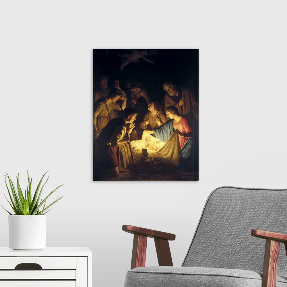 A modern room featuring Honthorst, Gerrit van, also called Gherardo Della Notte (1590-1656). Adoration of the Shepherds (...