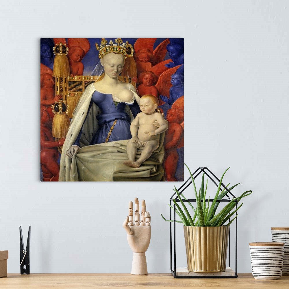 A bohemian room featuring 3822, Jean Fouquet, French School. Agnes Sorel as Madonna With Child. Chinon, Forteresse Royale. ...