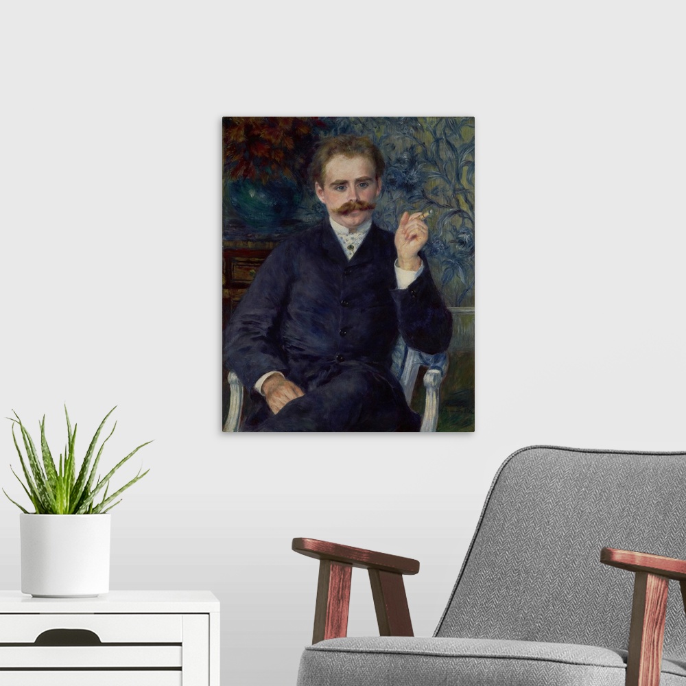 A modern room featuring Albert Cahen d'Anvers, by Auguste Renoir, 1881, French impressionist painting, oil on canvas. Com...